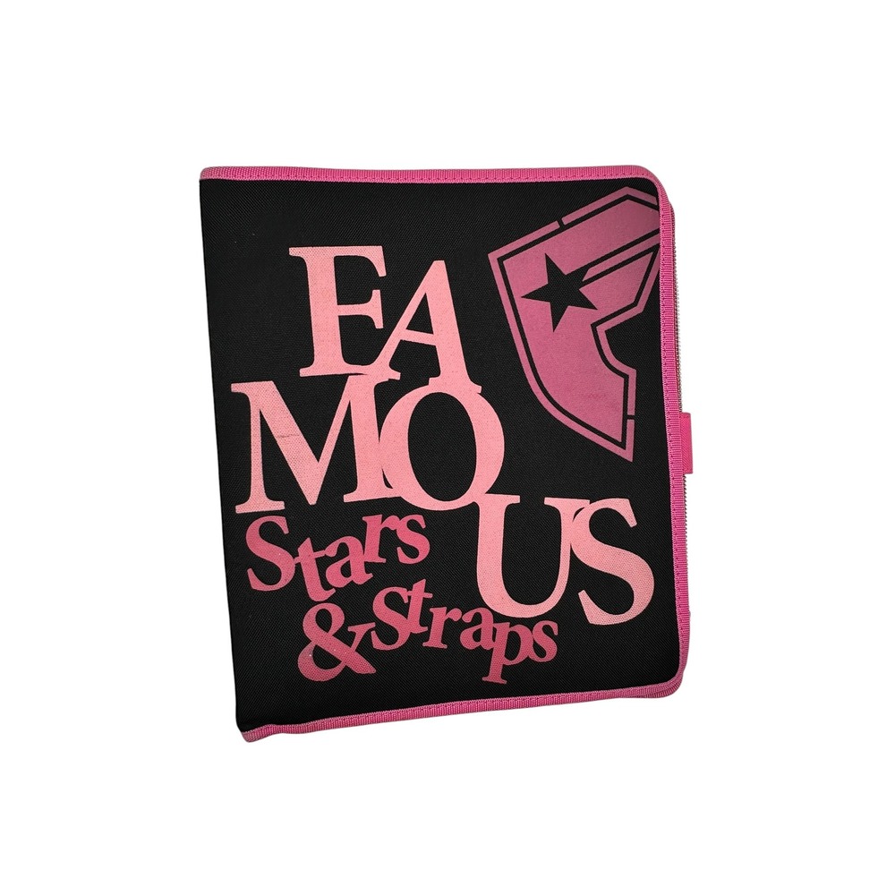Famous Stars and Straps Pink Black 3‎ Ring Binder Zip Organizer Y2K Skater Logo
